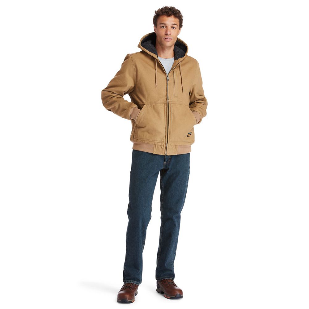 Timberland Μπουφαν Ανδρικα Καφε - Pro® Gritman Lined, Hooded Καμβας - Greece 2354910-EY